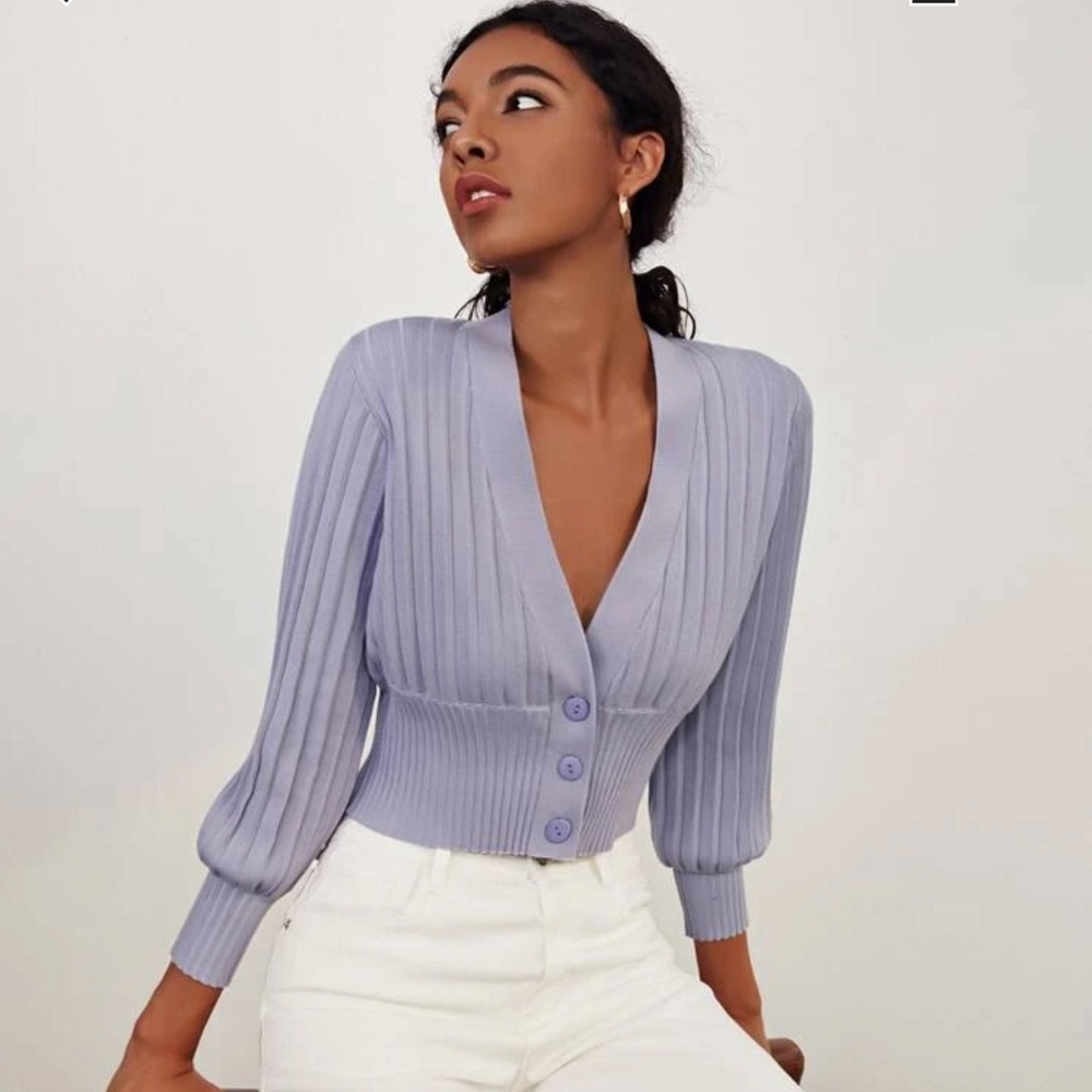 💜SHEIN Front Button Lantern Sleeve Cardigan💜